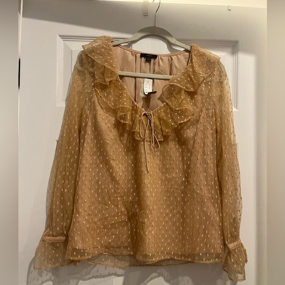 NWT Jcrew Ruffle Mesh Top